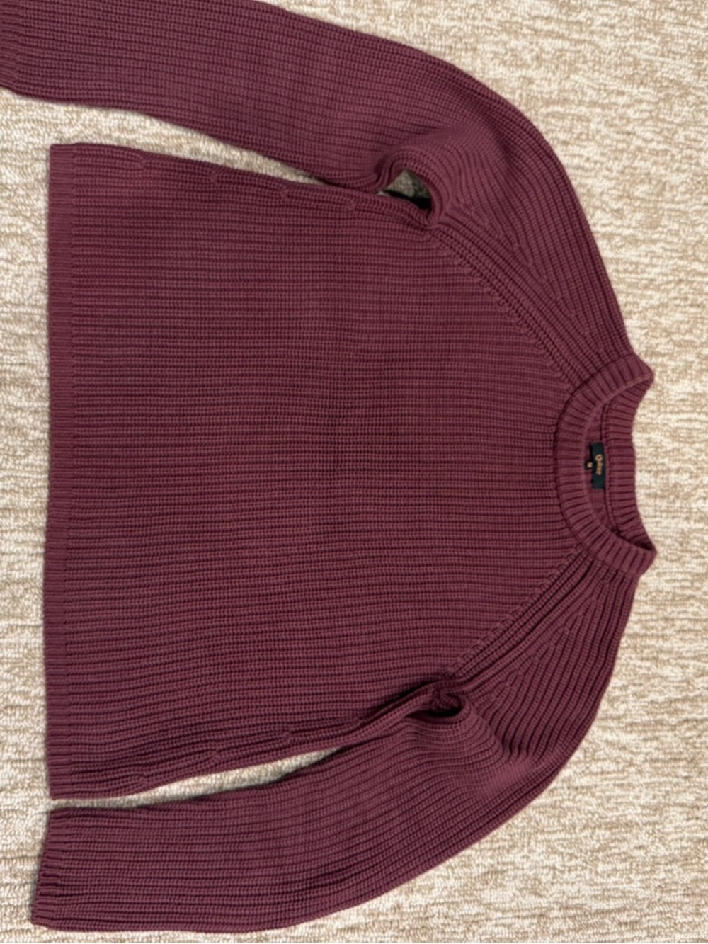 Quince Cozy Ribbed Fisherman Crewneck Sweater in Eggplant